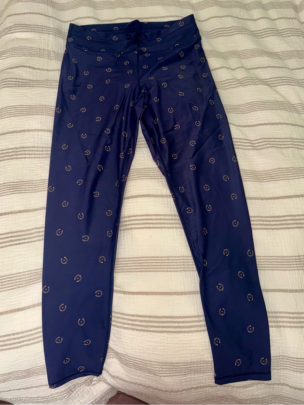 The Upside Navy Leggings with Pale Yellow Crescent Print